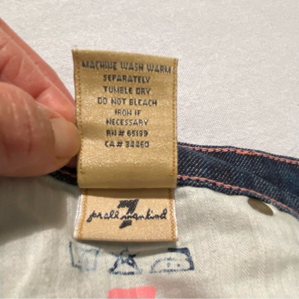 7 For All Mankind Women’s Bootcut Pink Stitch Blue Jeans, Size 27 - Picture 12 of 12